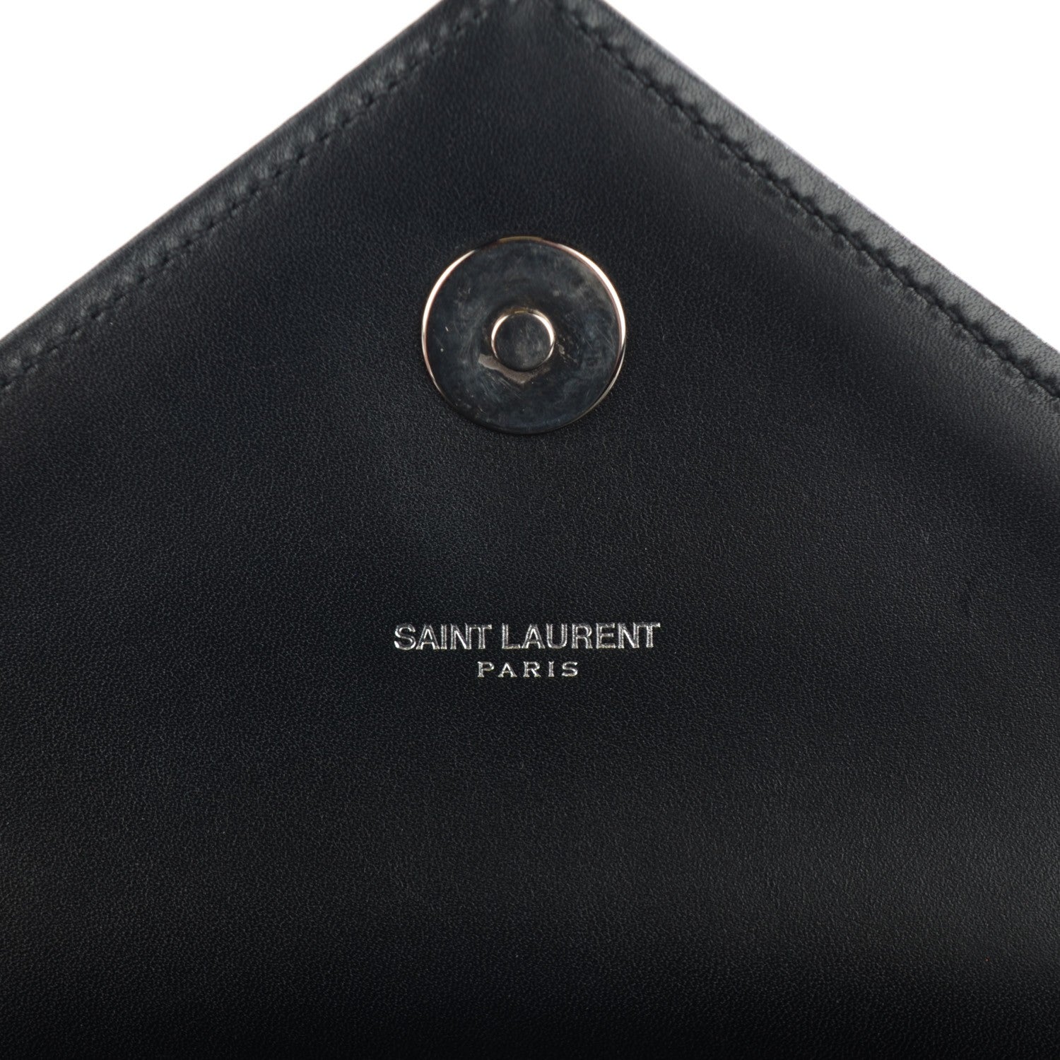 Saint Laurent Smooth Calfskin Matelasse Chevron Large Monogram Satchel Black 6 of 8