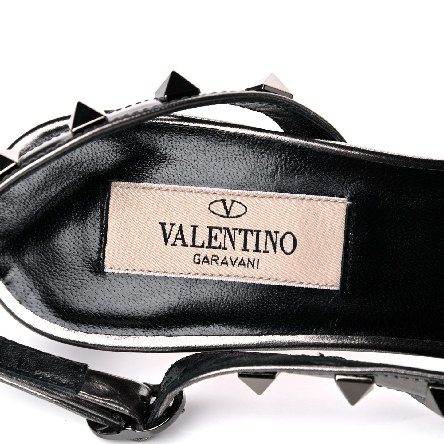 Metallic Pebbled Calfskin Rockstud Half D'Orsay Slingback 50mm Pumps 35.5 Rutenio
