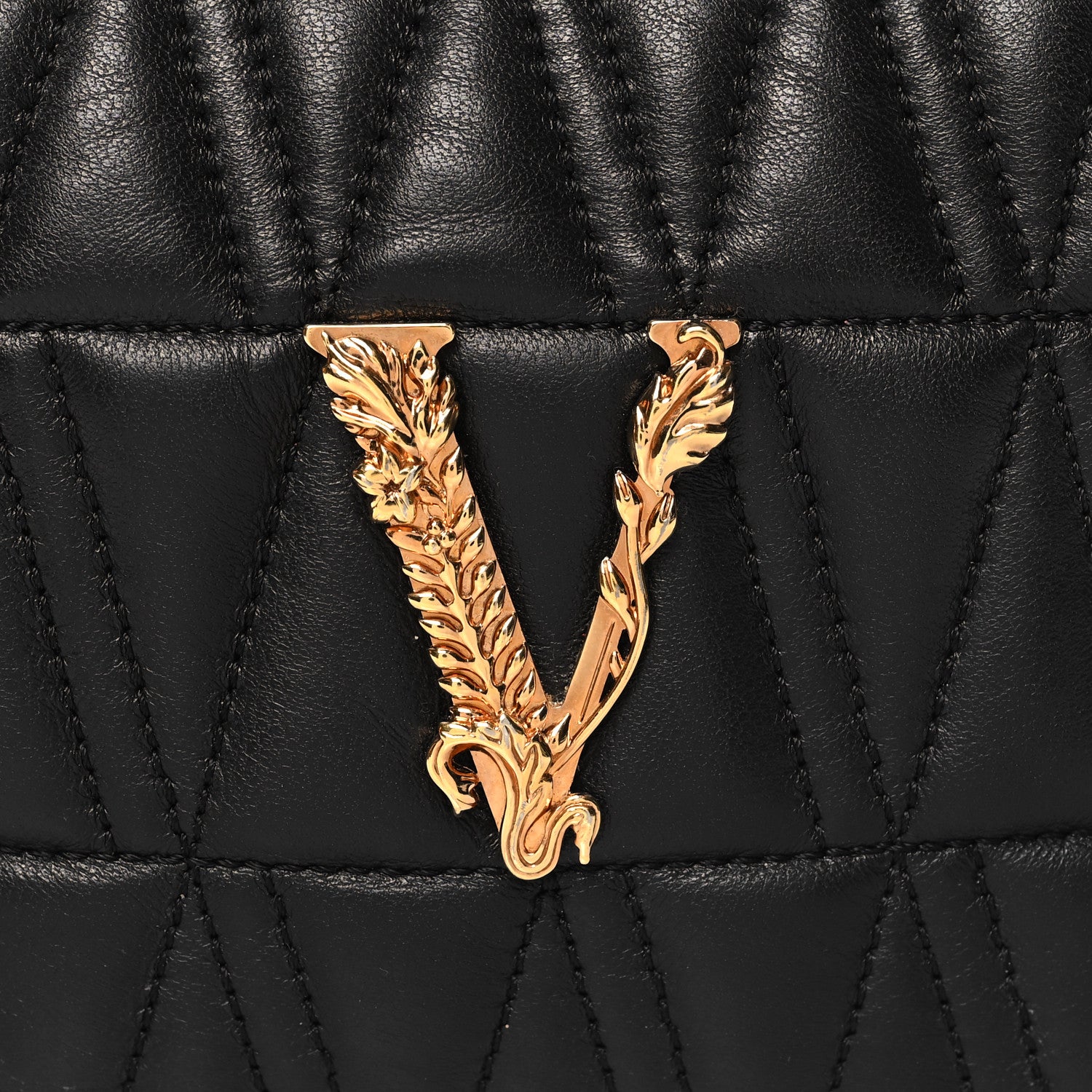 Versace Nappa Quilted Virtus Shoulder Bag Black 7 of 9