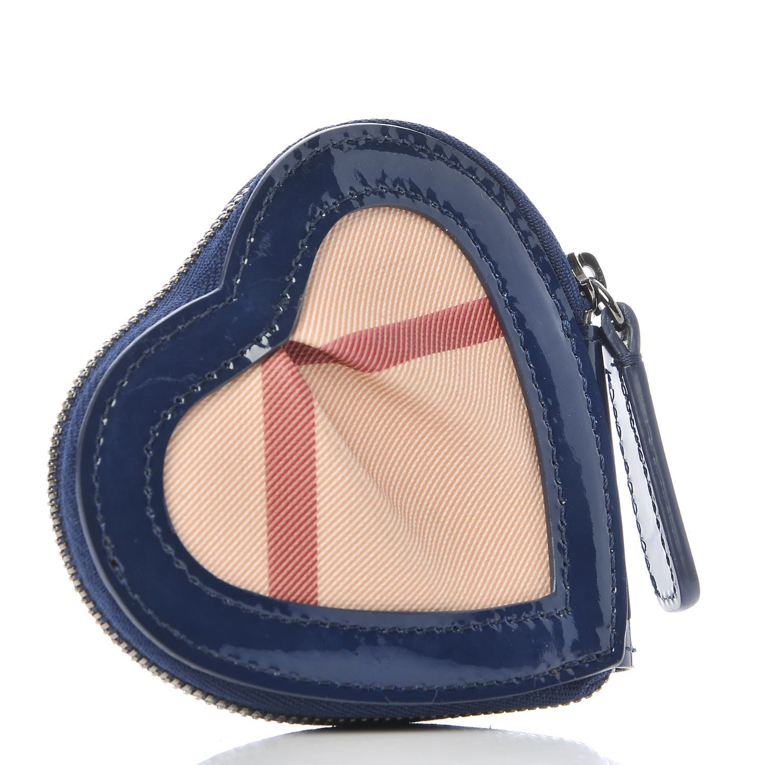 Burberry Patent Nova Check Heart Coin Case Blue 3 of 7