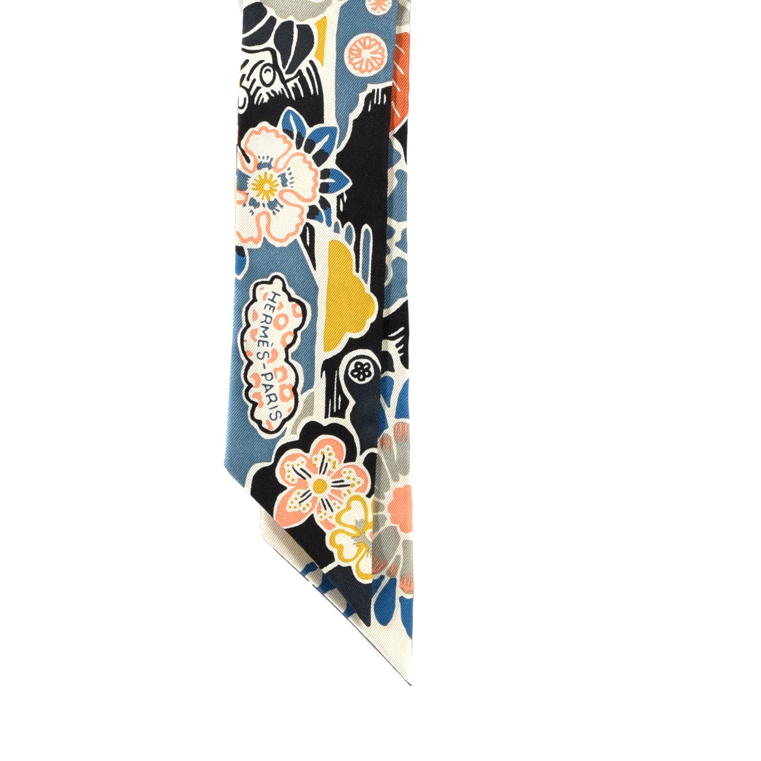 Hermes Silk Bingata Twilly Vert Black Saumon 2 of 4
