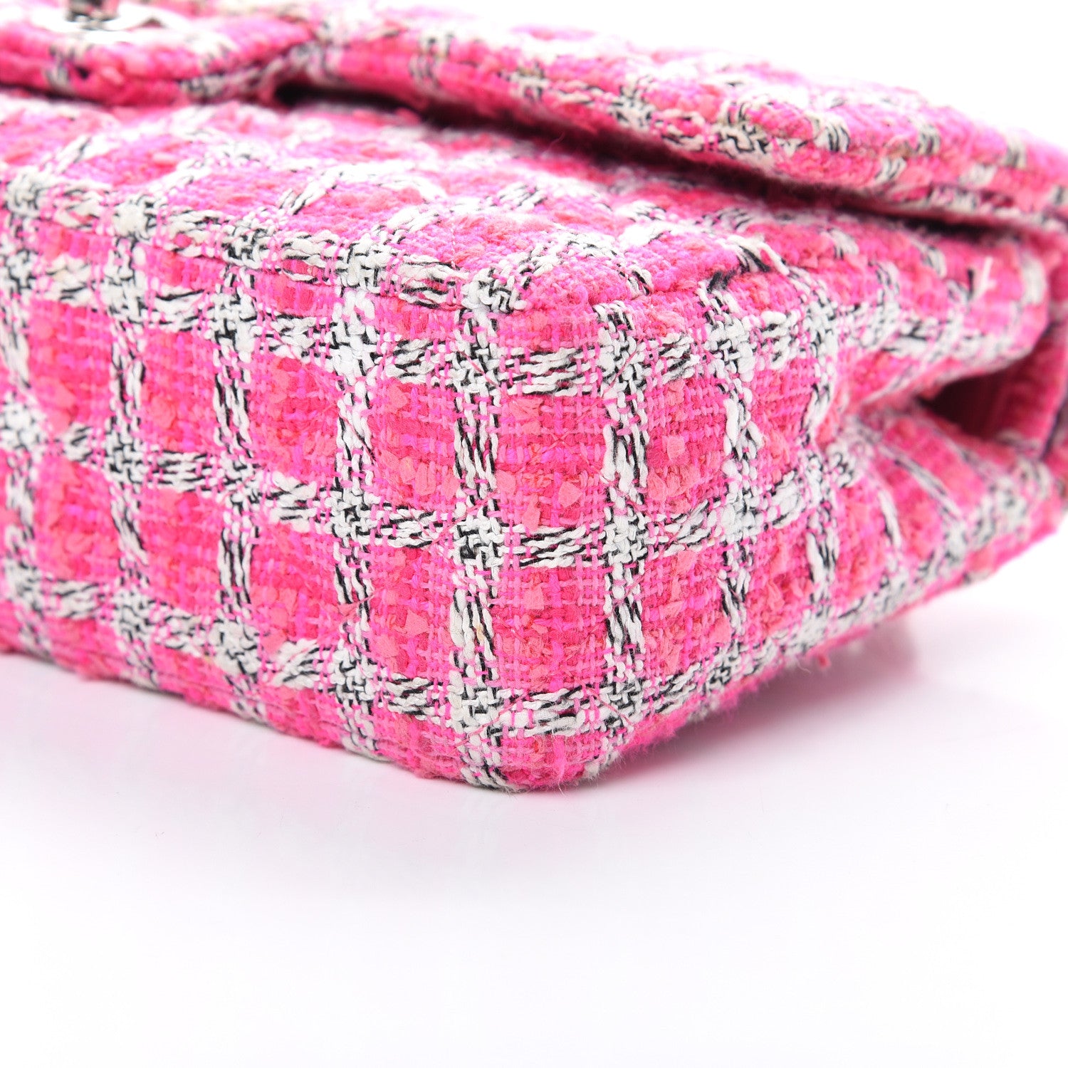 Chanel Tweed Quilted Medium Double Flap Hot Pink 9 of 9