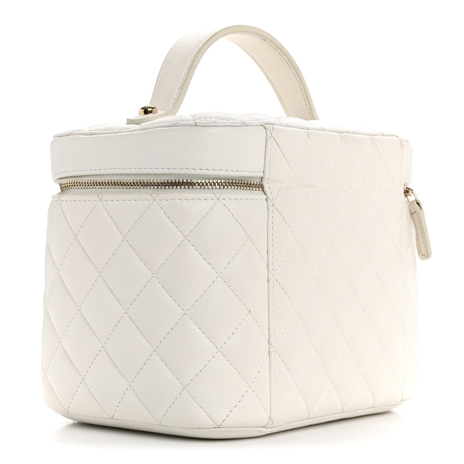 Chanel Caviar Quilted Large Vanity Pouch White 3 of 10