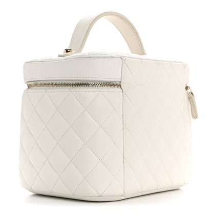 Chanel Caviar Quilted Large Vanity Pouch White 3 of 10