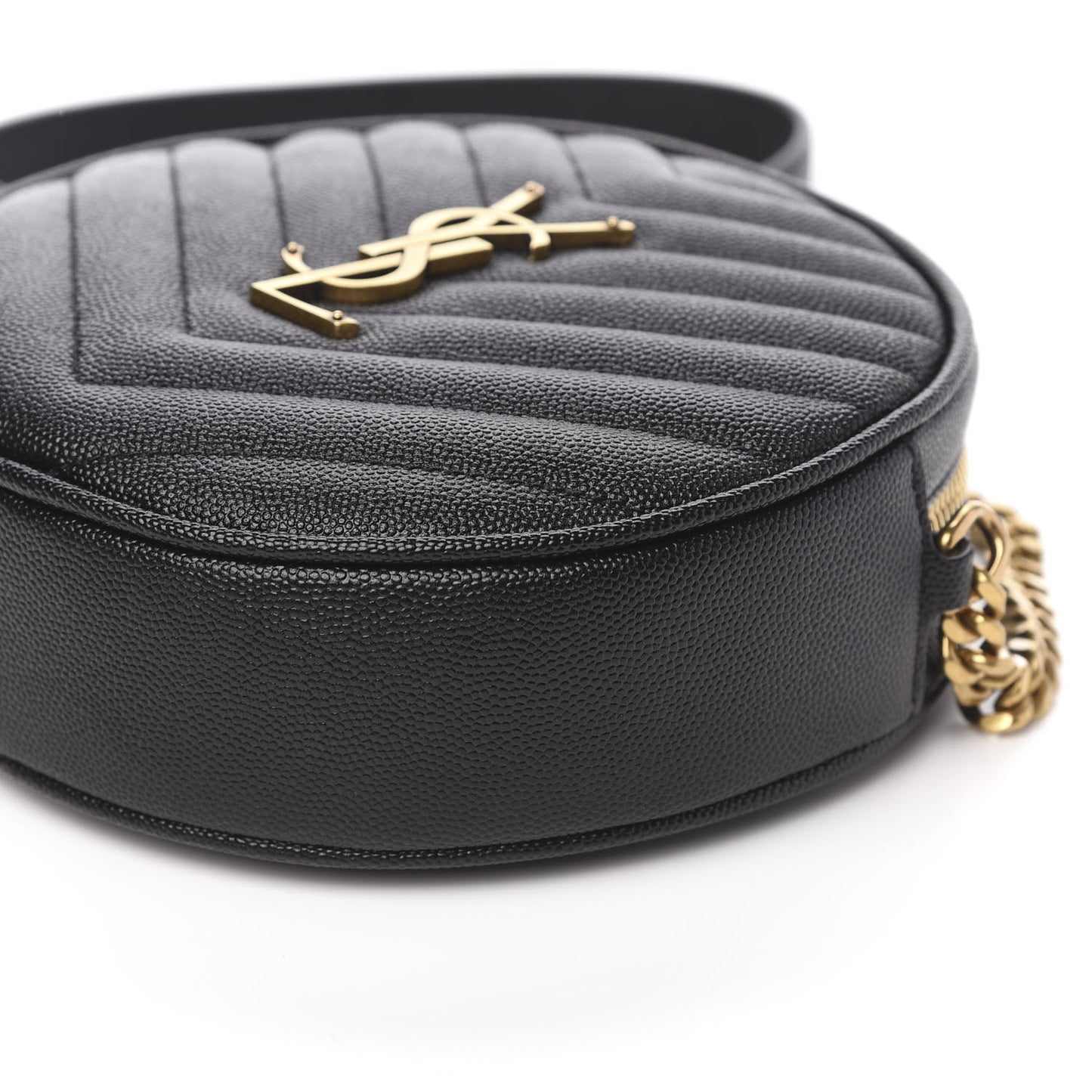 Grain De Poudre Matelasse Chevron Quilted Round Vinyle Camera Bag Black