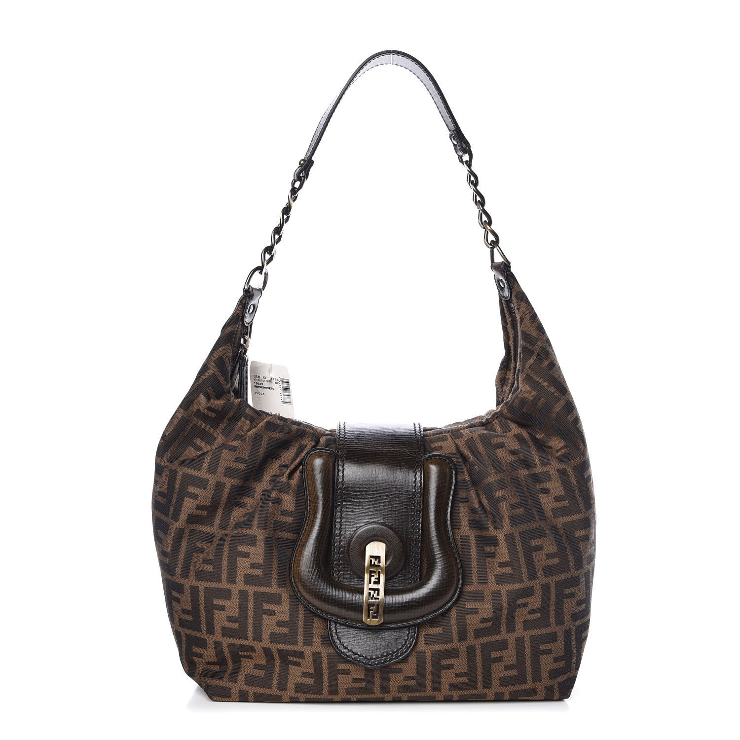 Fendi Zucca B Buckle Hobo Tobacco Castagna 1 of 10