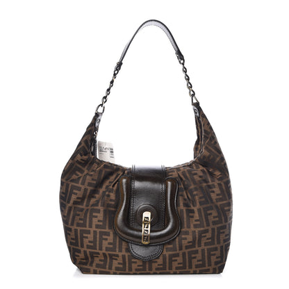 Fendi Zucca B Buckle Hobo Tobacco Castagna 1 of 10