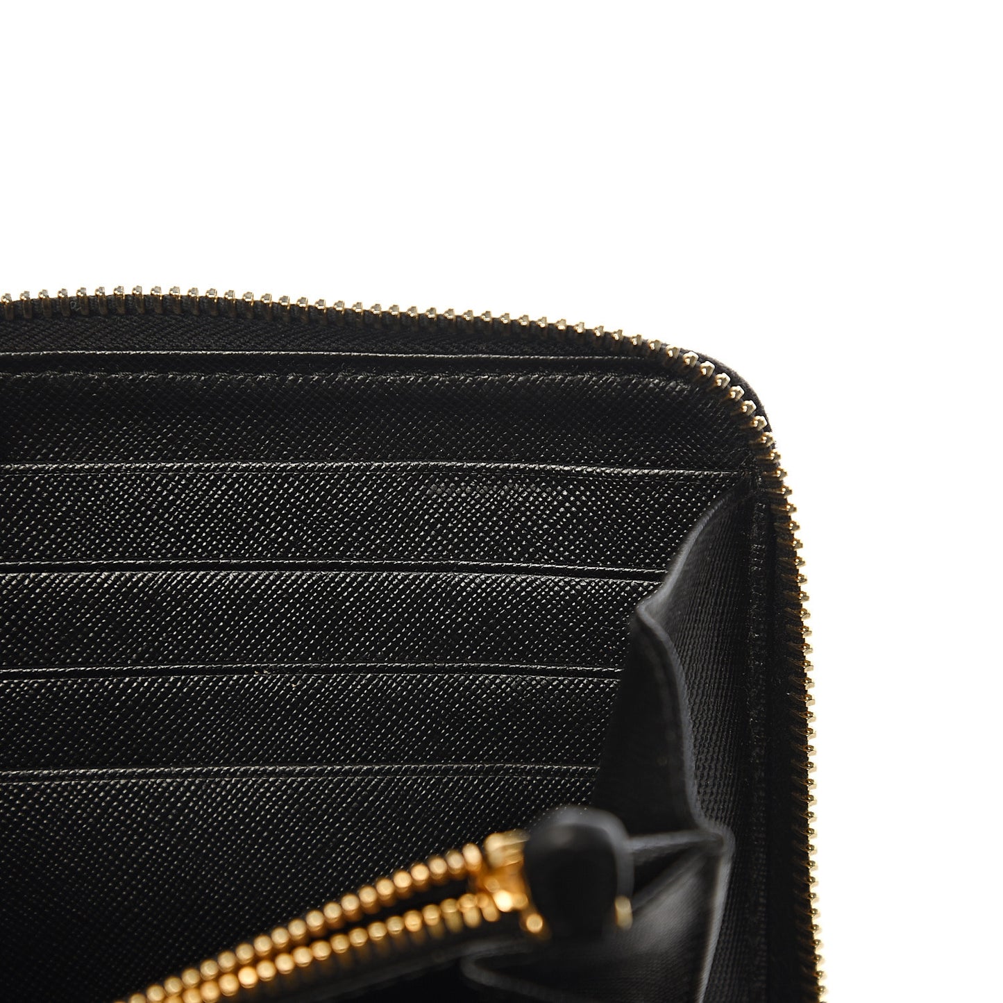 Saffiano Metal Large Zip Around Travel Wallet Black