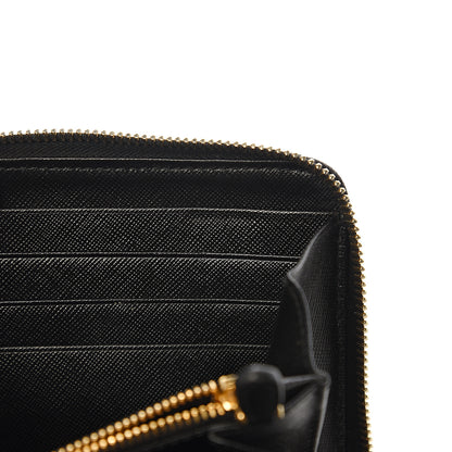 Prada Saffiano Metal Large Zip Around Travel Wallet Black 9 of 9