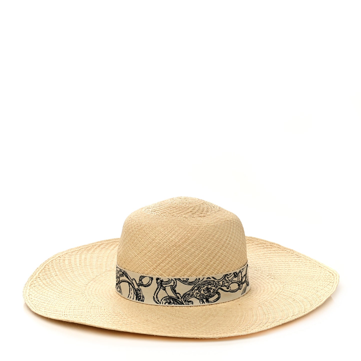 Straw Brides De Gala Panama Carrousel Hat 58 Naturel Ecru Black
