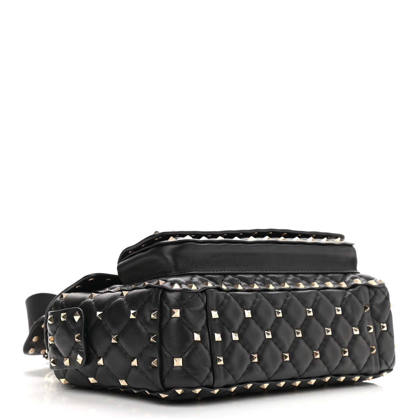 Lambskin Medium Rockstud Spike Shoulder Bag Black