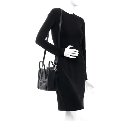 Celine Drummed Calfskin Nano Luggage Black 2 of 7