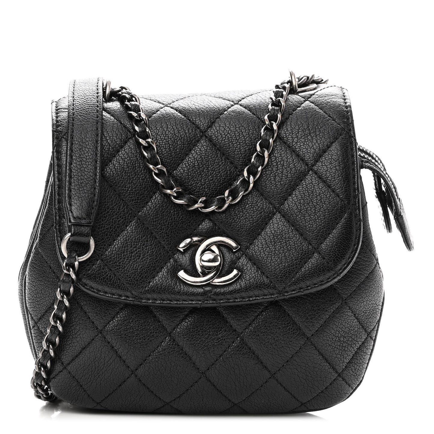 Goatskin Quilted CC Waiter Crossbody Black Black