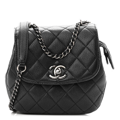 Chanel Goatskin Quilted CC Waiter Crossbody Black Black 1 of 11