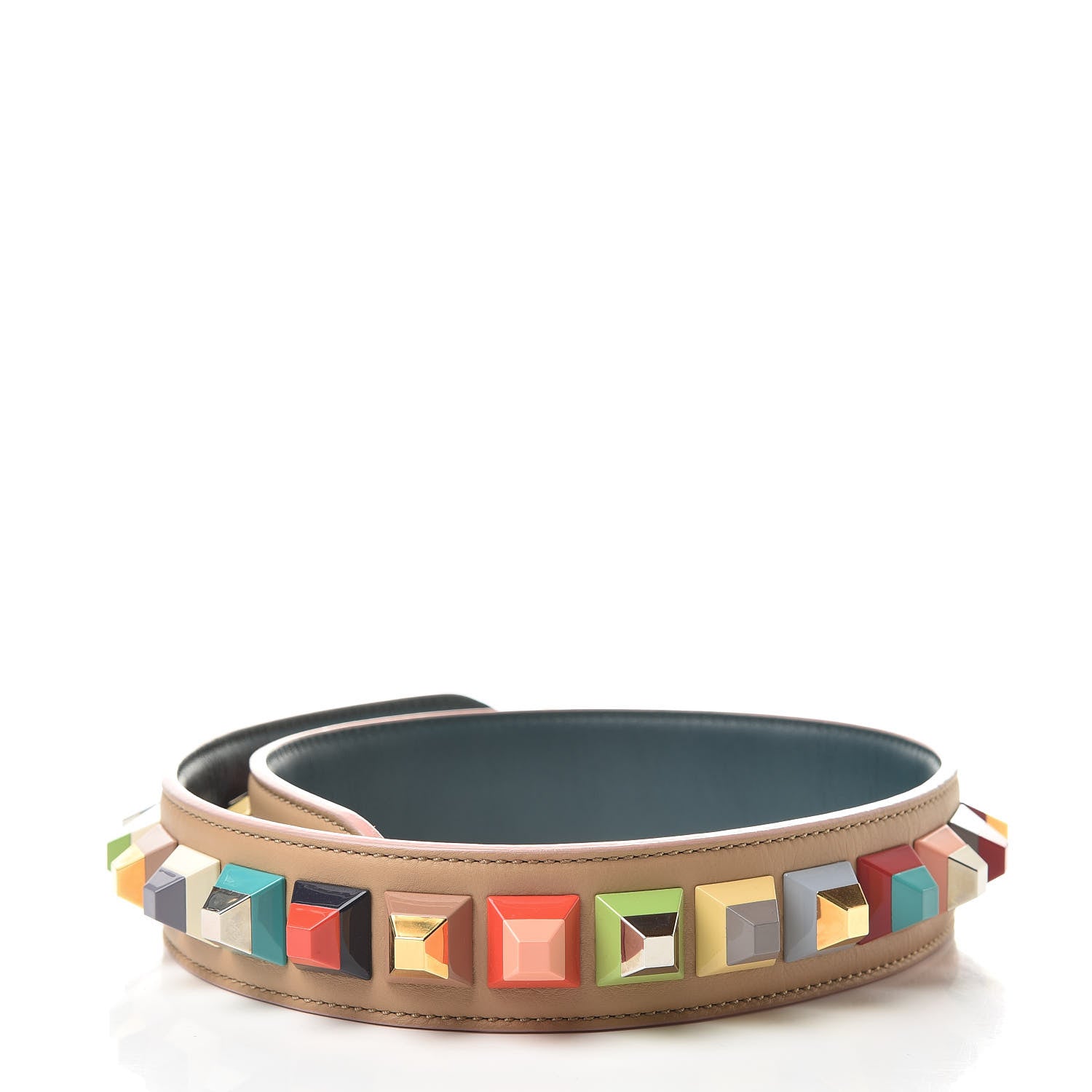 Fendi Vitello Dolce Plexiglass Bi-Color Studded Strap You Cuoio Oceano Multicolor 2 of 4