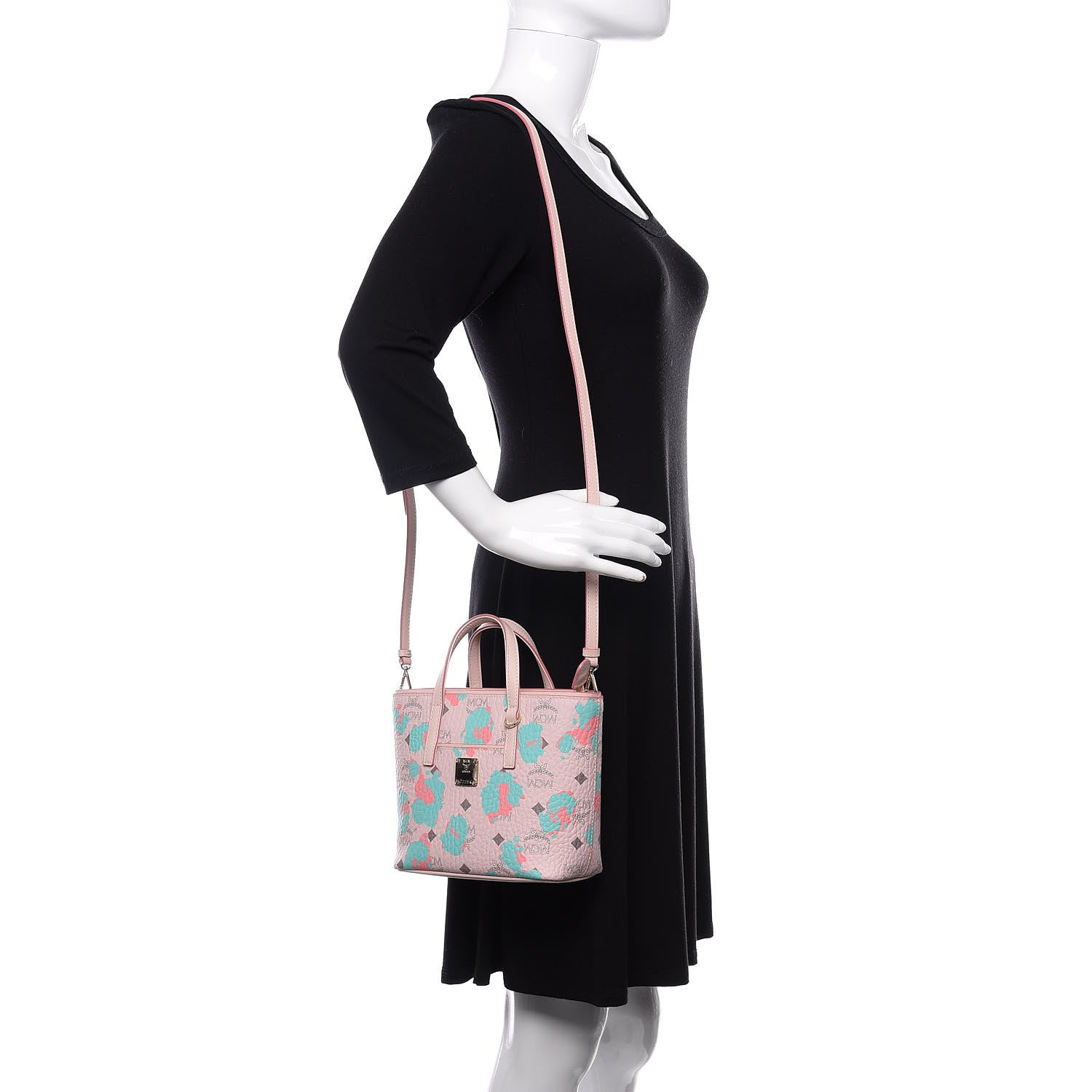 MCM Visetos Mini Anya Top Zip Shopper Tote 2 of 9