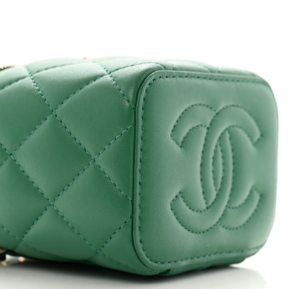 Chanel Lambskin Quilted Top Handle Mini Vanity Case With Chain Green 9 of 11
