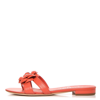 Chanel Lambskin Camellia Sandals 36 Orange 1 of 8