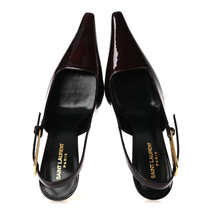 Saint Laurent Vernice Gloss Lee 75 Slingback Pumps 38.5 Marron Glacé 2 of 11