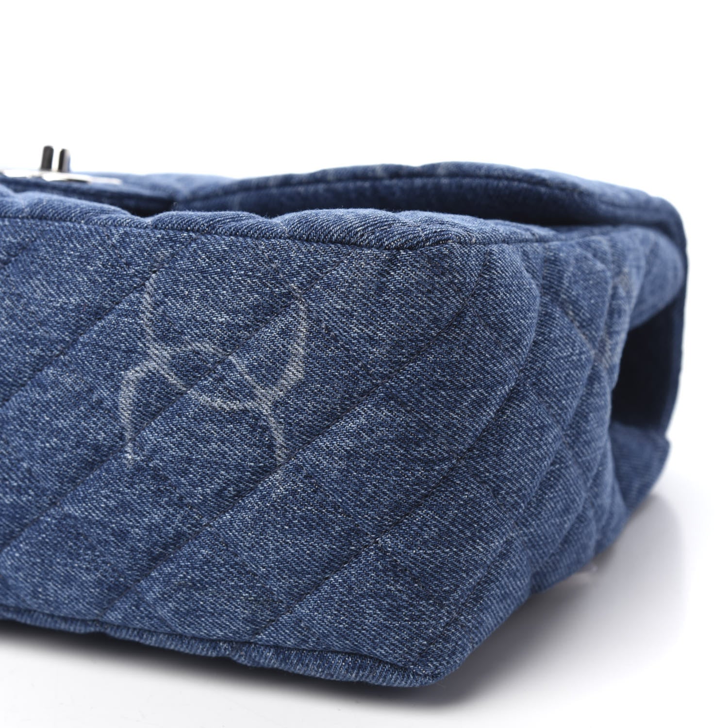 Chanel Denim Quilted CC Print Jumbo Single Flap Blue 7 of 11