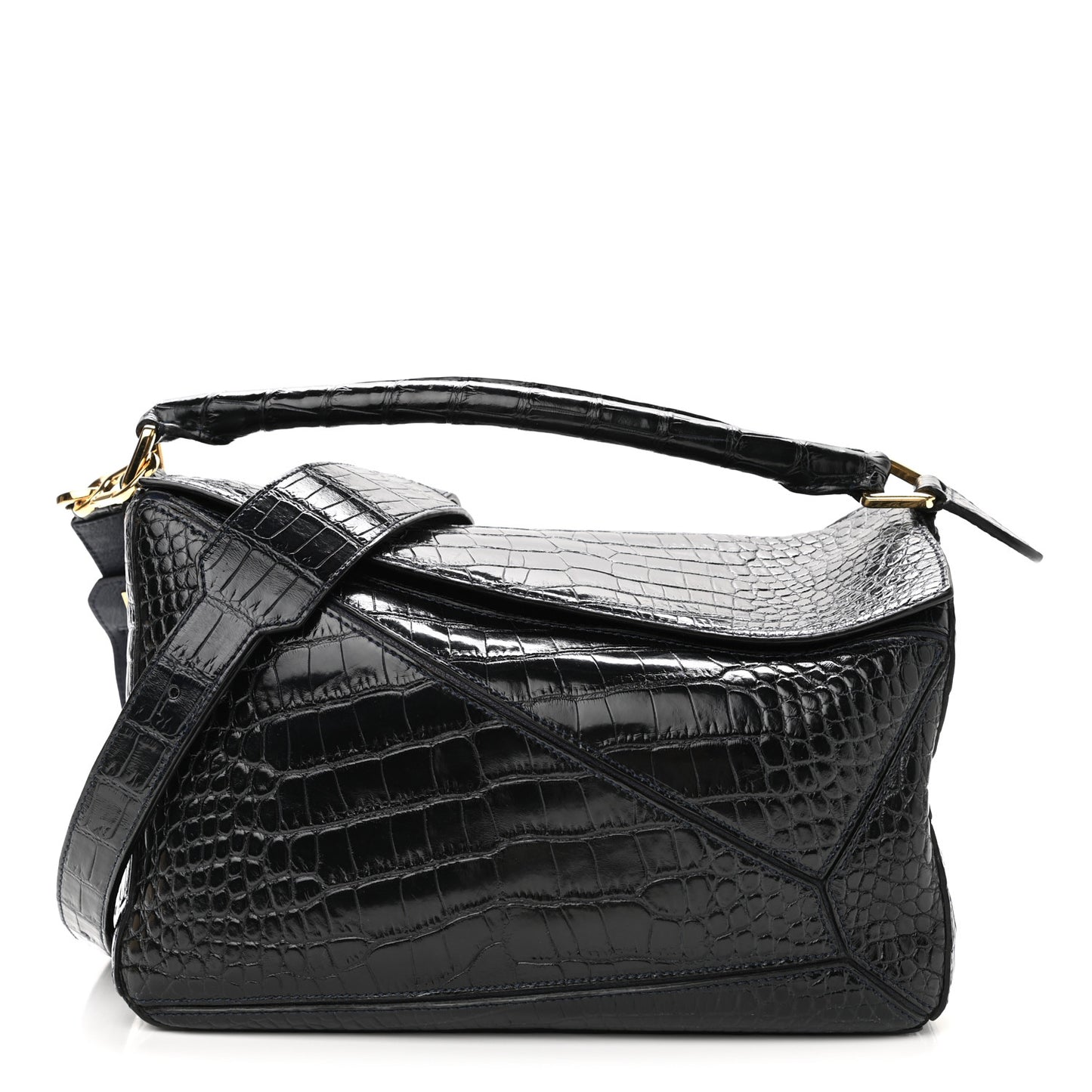 Crocodile Medium Puzzle Bag Black