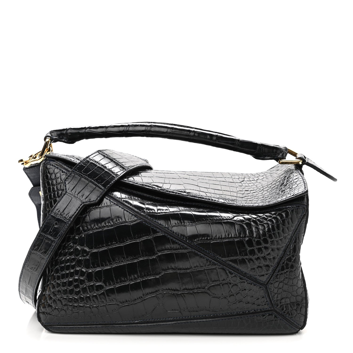 Loewe Crocodile Medium Puzzle Bag Black 1 of 9