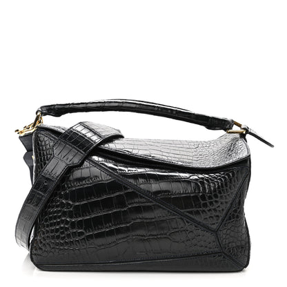 Loewe Crocodile Medium Puzzle Bag Black 1 of 9