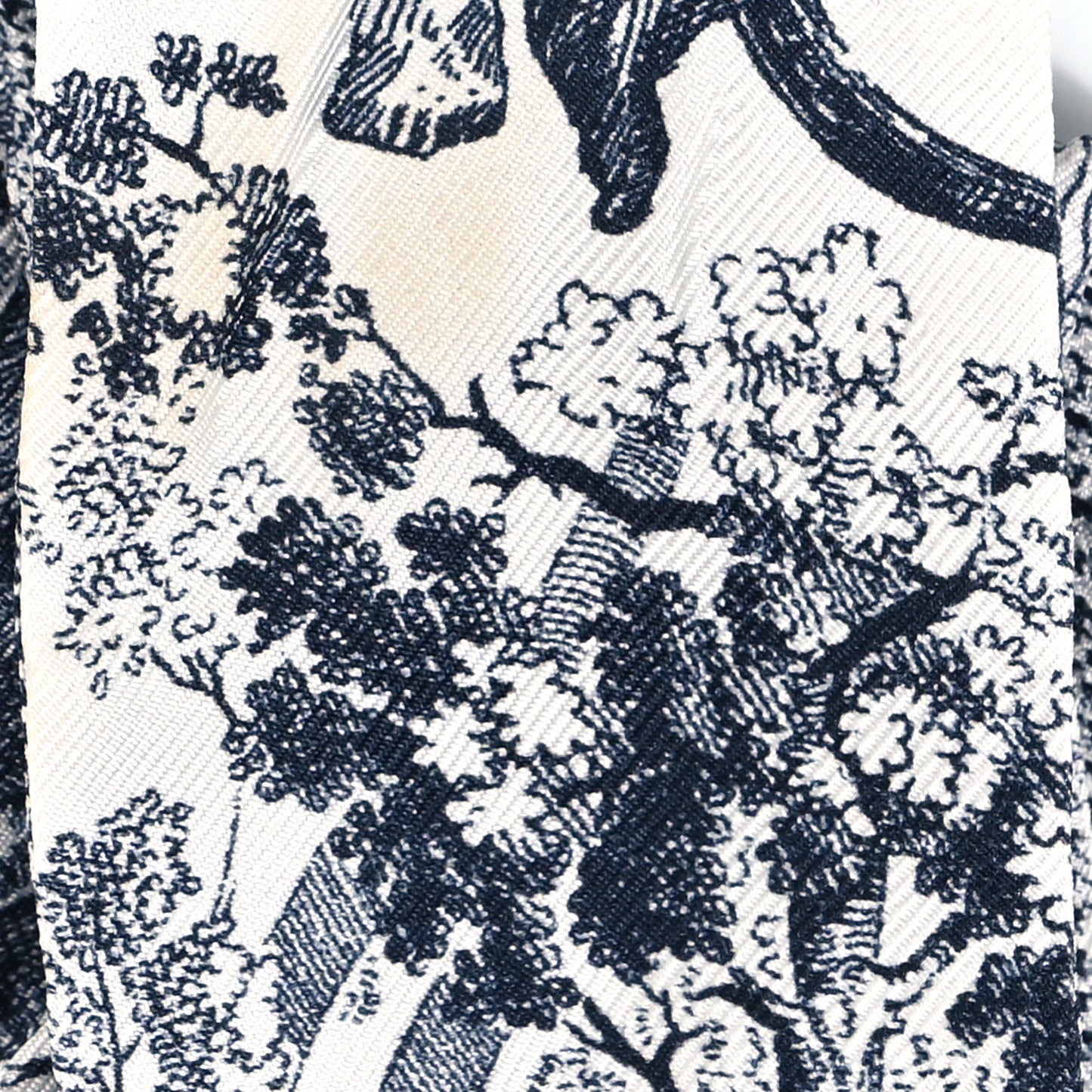 Silk Toile De Jouy Reverse Capri Mitzah Scarf Navy Blue