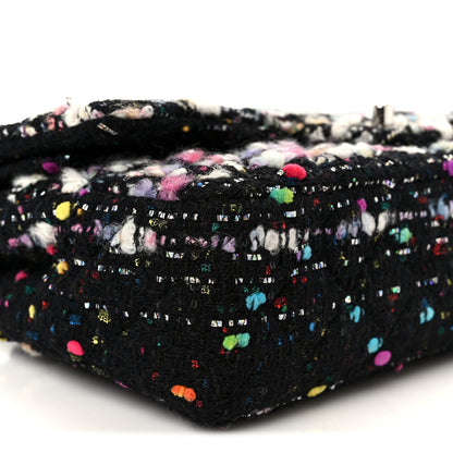 Chanel Tweed Quilted Medium Double Flap Black White Yellow Pink 10 of 11