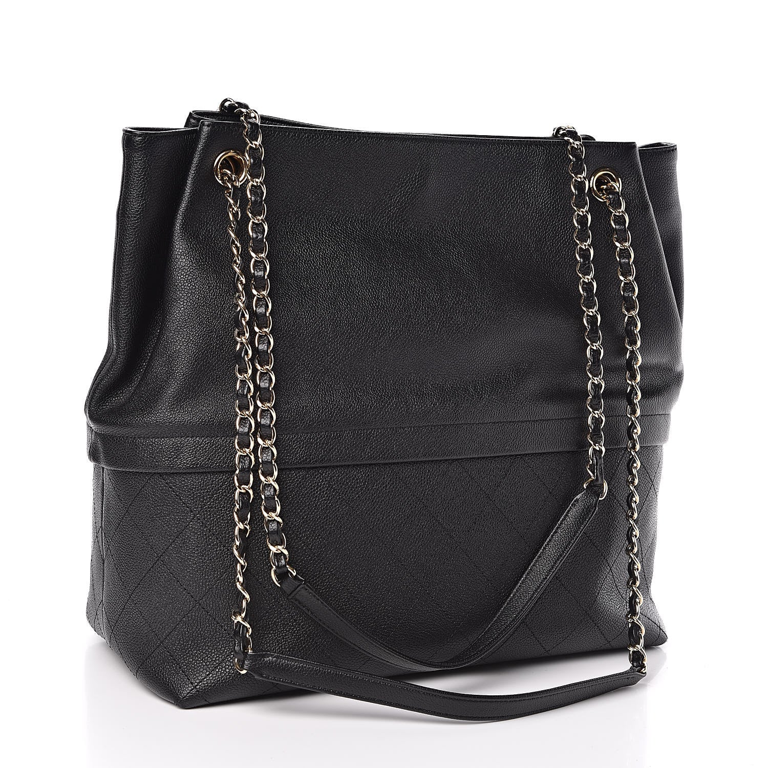 Chanel Crumpled Grained Calfskin Zip and Carry Shopping Tote Black 3 of 14