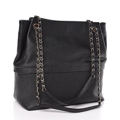 Chanel Crumpled Grained Calfskin Zip and Carry Shopping Tote Black 3 of 14