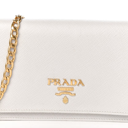 Prada Saffiano Lux Chain Wallet White 11 of 11