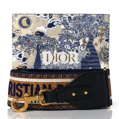 Christian Dior Canvas Embroidered Shoulder Strap Chocolate Multicolor 5 of 7