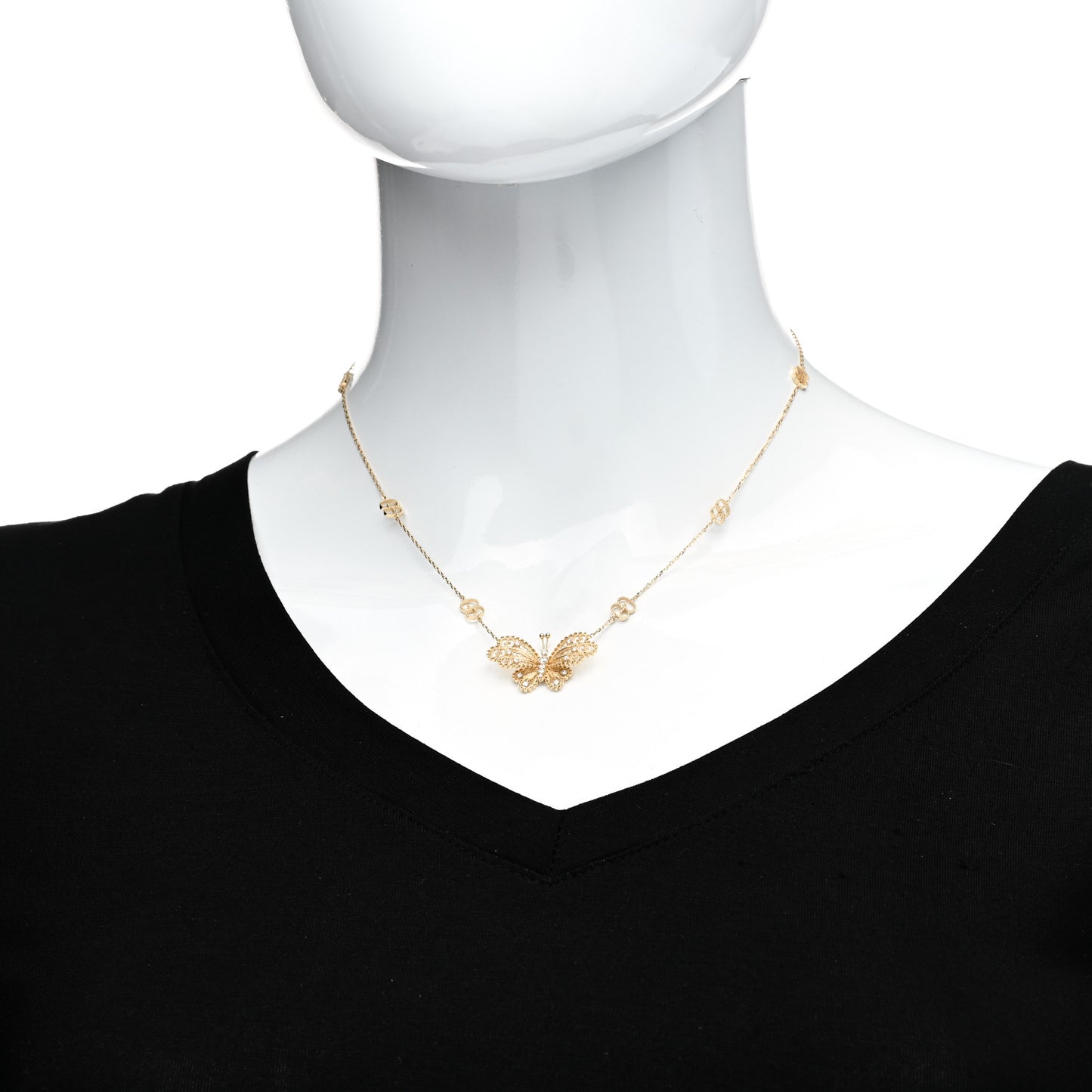 18K Yellow Gold Diamond Le Marche Des Merveilles Butterfly Necklace