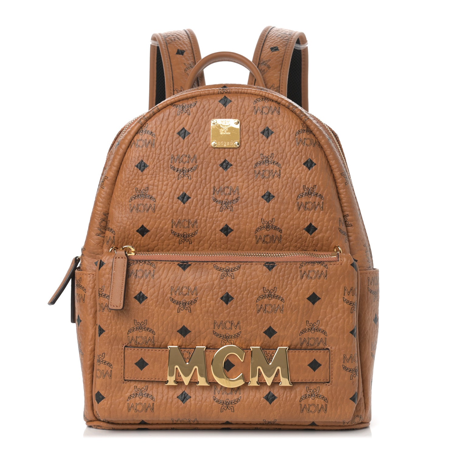 MCM Visetos Studded Retro Trilogie Stark Backpack Cognac 1 of 9