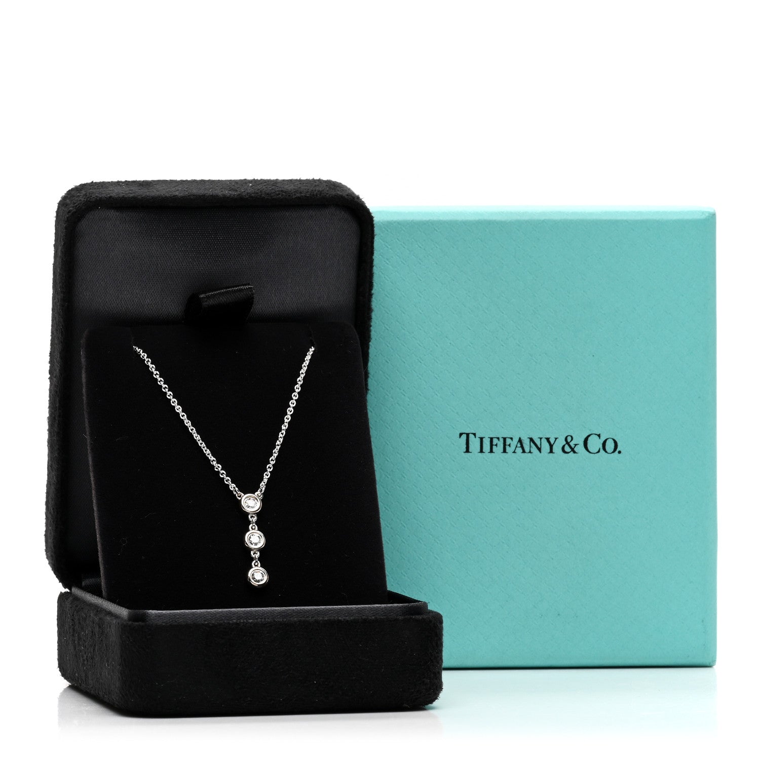 Tiffany Sterling Silver Diamond .15ctw Elsa Peretti Diamonds by the Yard Drop Pendant Necklace 5 of 5