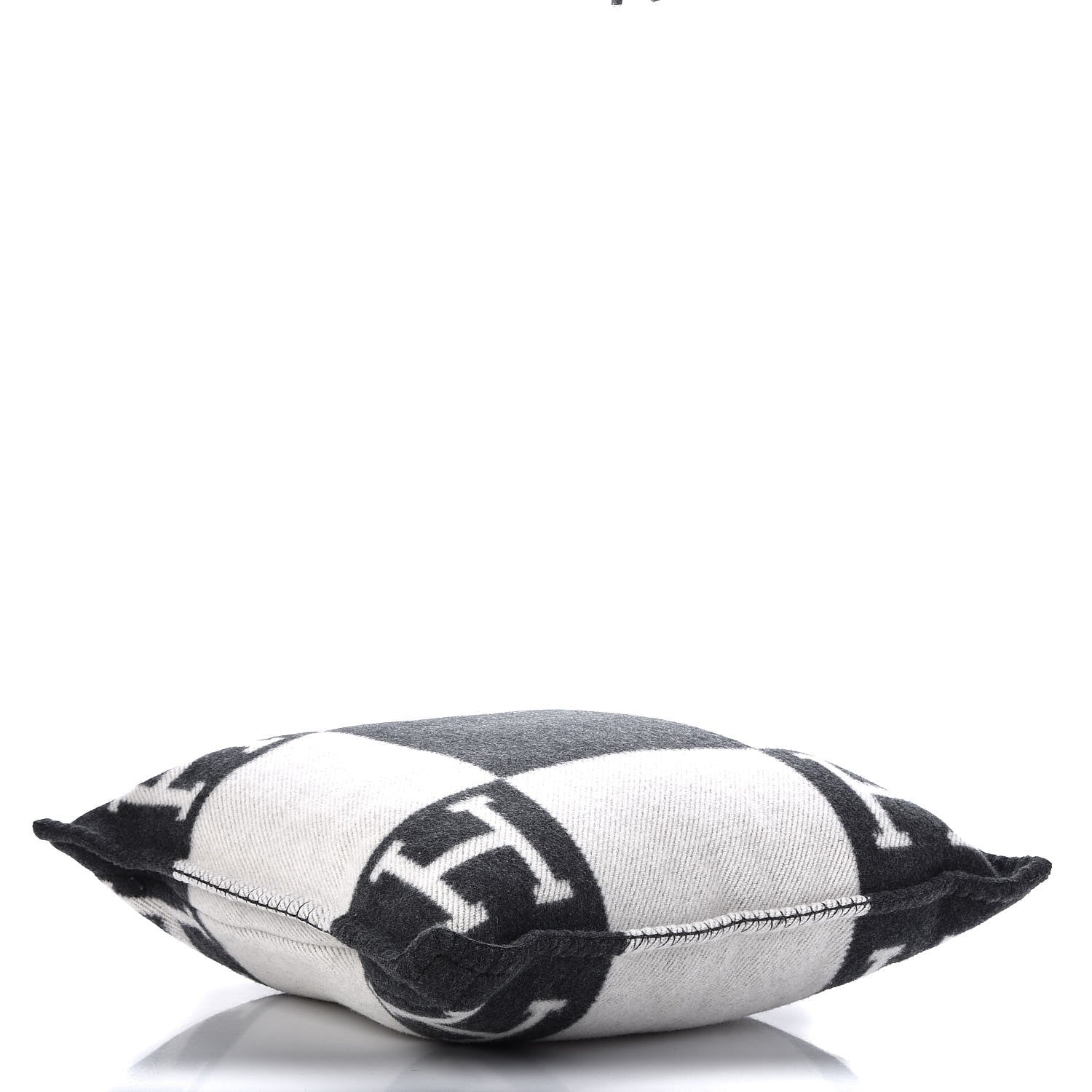 Hermes Wool Cashmere Avalon Pillow PM Ecru Gris Fonce 5 of 7