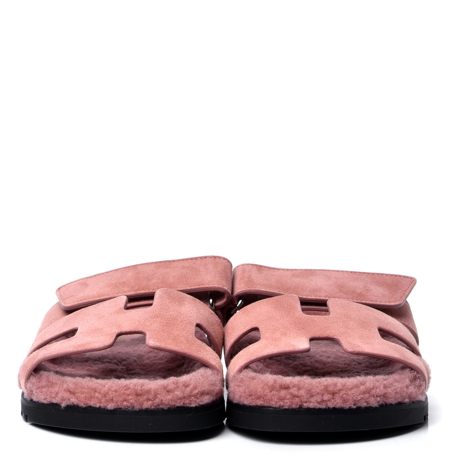Hermes Suede Goatskin Woolskin Womens Chypre Sandals 36 Rose Aube 2 of 6