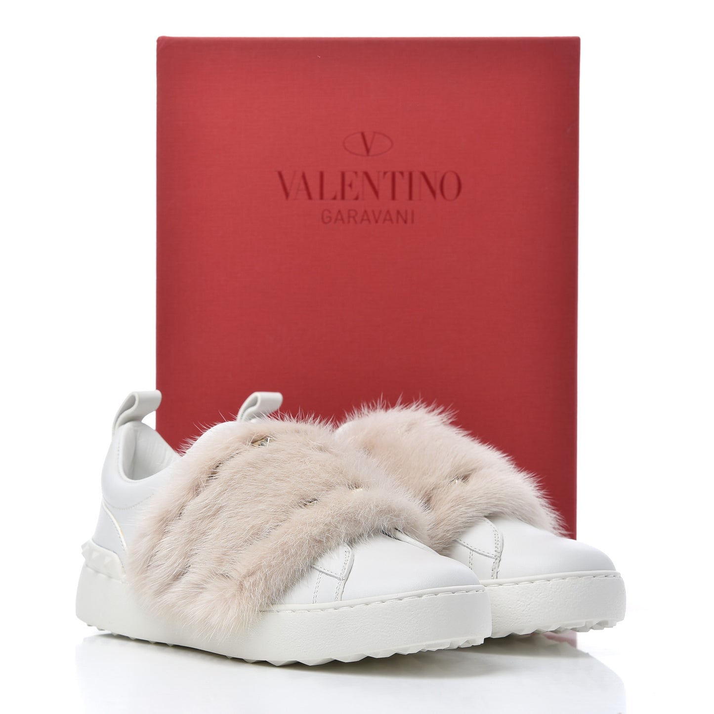 Calfskin Mink Fur Sneakers 36 White Rosa