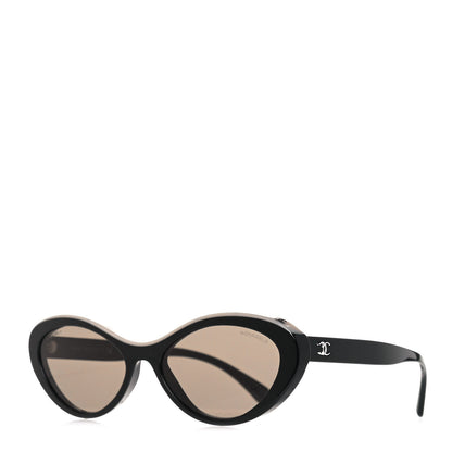 Chanel Acetate Oval Sunglasses 5416 Black Beige 1 of 8