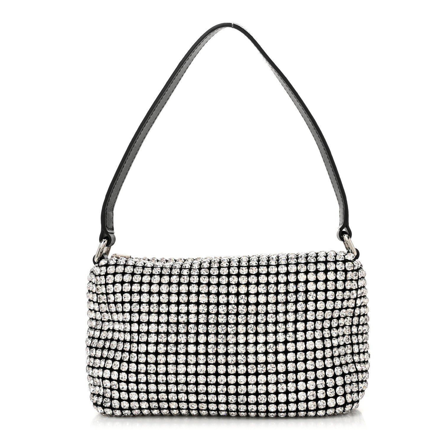 Alexander Wang Mesh Crystal Rhinestone Mini Heiress Pouch Black Silver 1 of 9