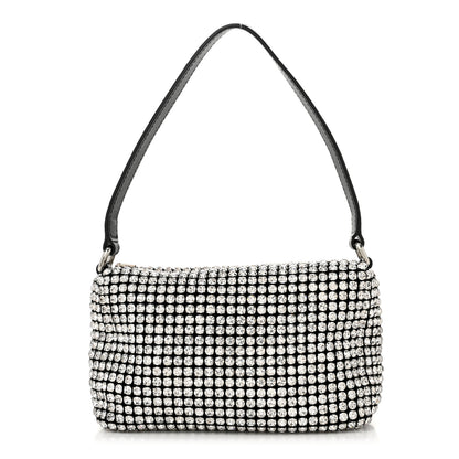 Alexander Wang Mesh Crystal Rhinestone Mini Heiress Pouch Black Silver 1 of 9