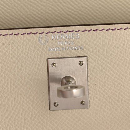 Hermes Epsom Bi-Color Horseshoe Kelly Sellier 25 Craie Anemone 6 of 14