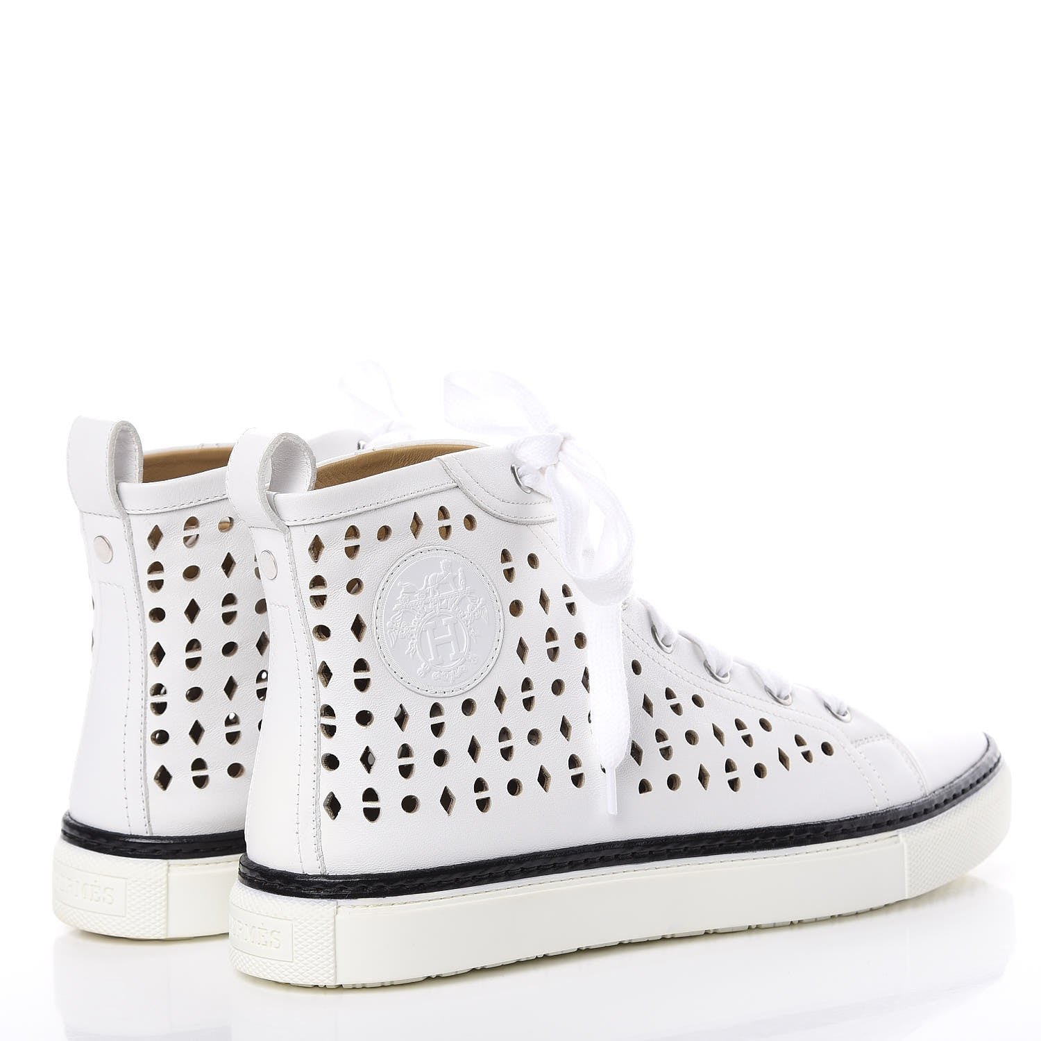 Hermes Calfskin Perforated Mens Jimmy High Top Sneakers 39 White 3 of 8