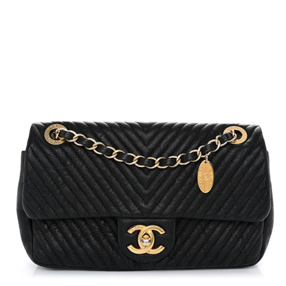 Chanel Calfskin Surpique Chevron Small Flap Black 1 of 10