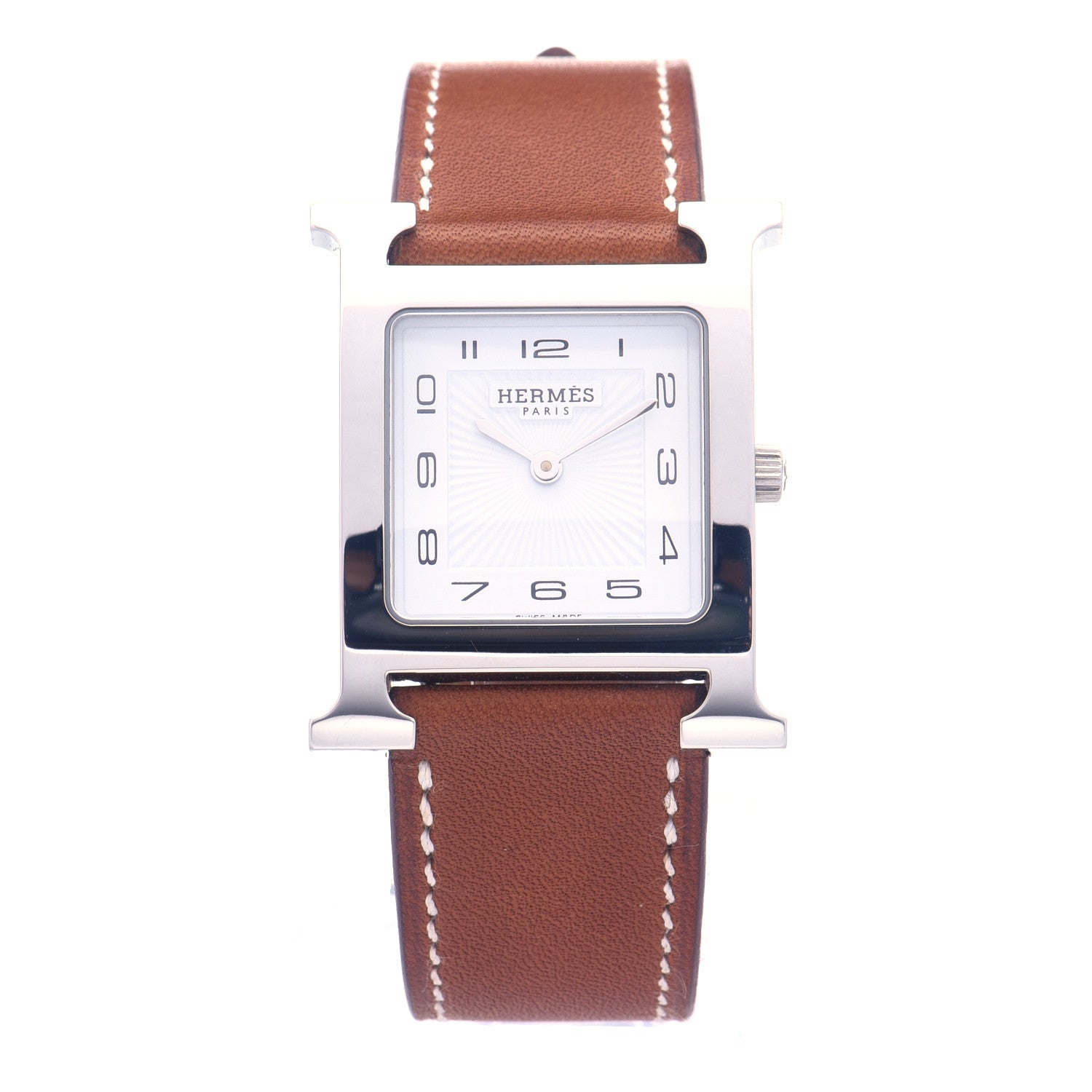Hermes Stainless Steel Barenia 26mm Heure H Hour Quartz Watch Fauve 1 of 6