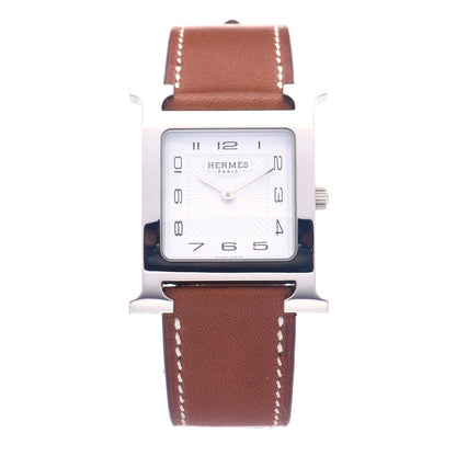 Hermes Stainless Steel Barenia 26mm Heure H Hour Quartz Watch Fauve 1 of 6