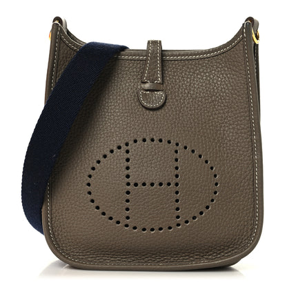 Hermes Taurillon Clemence Amazone Evelyne TPM Etoupe Bleu Indigo 1 of 12
