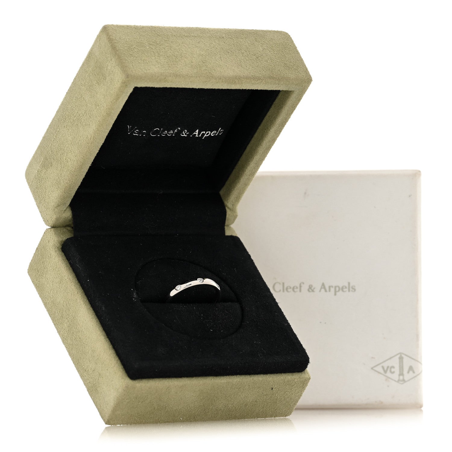 Van Cleef & Arpels Platinum Diamond Tendrement Etoiles Wedding Band Ring 50 5.25 5 of 5