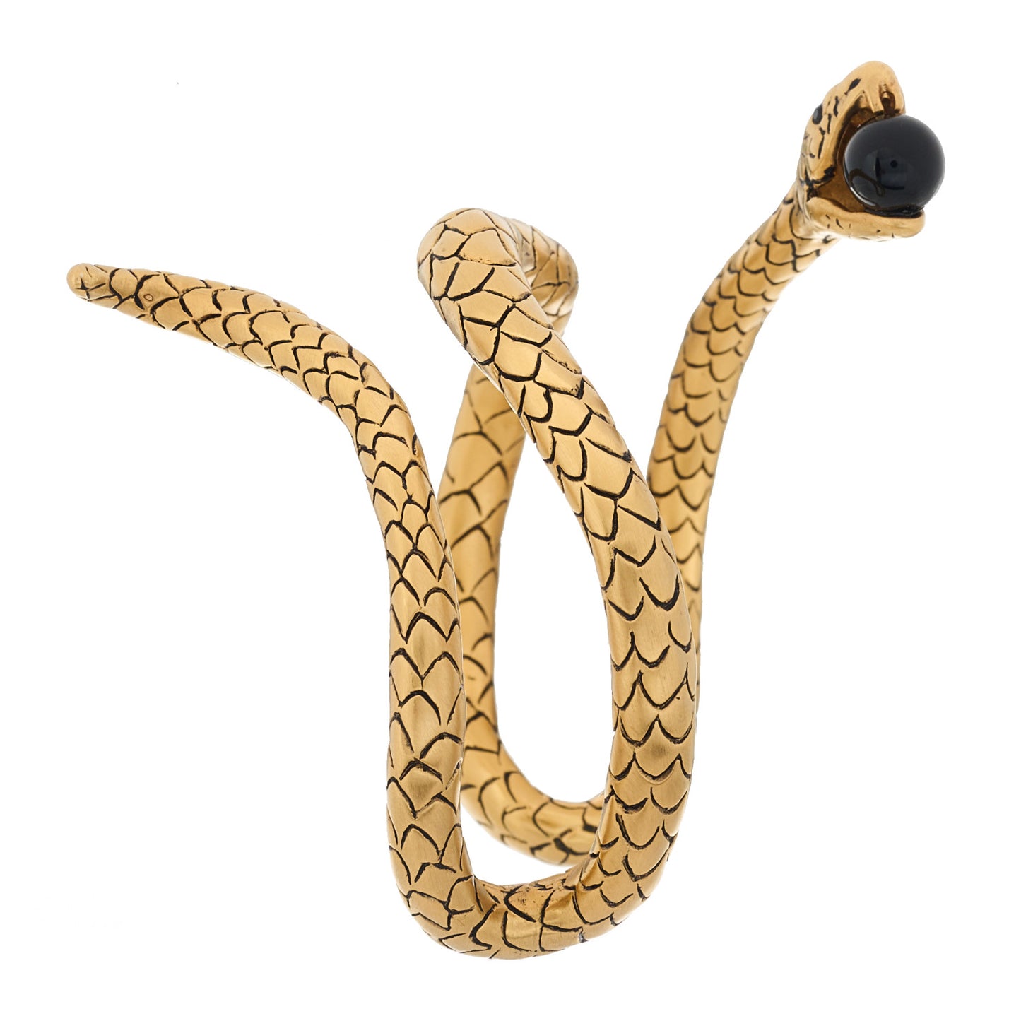 Brass Bead Snake Cuff Bracelet Gold